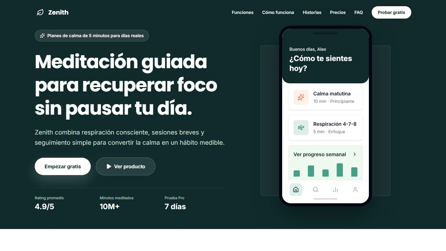 Preview of Zenith Landing Page
